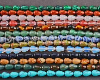Teardrop Beads for Jewelry Making Drop Shape Natural Agate/ Aventurine/ Tiger Eye/ Rose Quartz Gemstone Spacer Beads Online Bulk Wholesale