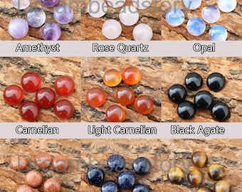 4-50 Pieces Natural Gemstone 8mm Small Round Cabochons Flat Back Half Round Stone Dome Cab Wholesale