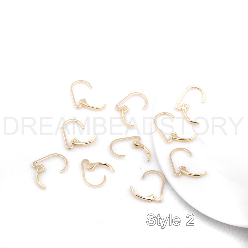 10-500 Pcs French Lever Back Earrings 14K Gold Plated Open Loop Leverback Hooks Ear Wire Findings for Earring Making Supply image 10