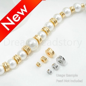 Gold Beads Lots Supplies, Super Tiny Spacer Beads for Jewelry Making, 14K Real Gold/ White Gold Plated Over Brass Heishi Beads (3/4/6mm)