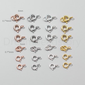 5-100 Pcs 925 Sterling Silver Spring Clasp for Necklace Bracelet Making Gold/ White Gold/ Rose Gold Plated Round Claw Closure Finding
