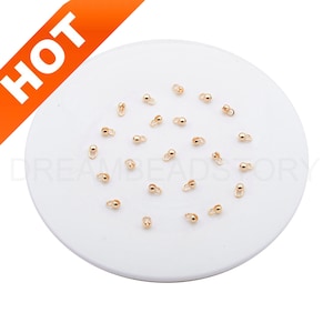 10-500 Pcs Crimp Ends for Jewelry Making Supply 14K Real Gold Plated Brass Cord Ends/ Clam Shell Bead Cap/ Ball Chain Crimp Finding