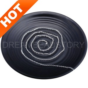 Silver Chain for Jewelry Making Sterling Silver Plated Brass Rolo Link Cable Chain Lots Wholesale Supplies (4 Sizes You choose length)