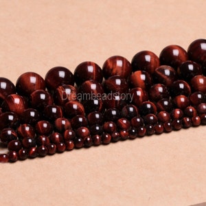 Natural Red Tiger Eye 2 4 6 8 10 12 14mm Acajou Red Eye of Tiger Gemstone Beads for Necklace Bracelet Making B87 image 1