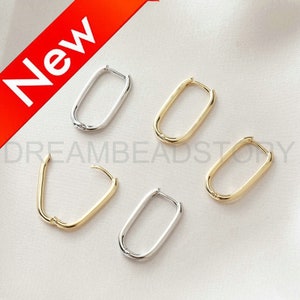 Hypoallergena örhängen - Rektangulära örhängen i 14K äkta guld/vitguldpläterat - Minimalistisk komponentfynd