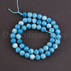 Larimar Stone Beads Smooth/ Matte Blue Gemstone 6mm 8mm 10mm 12mm 14mm Treatment Beads Sold by Strand (Not 100% Natural Larimar)