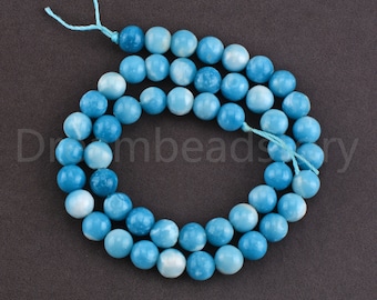 Larimar Stone Beads Smooth/ Matte Blue Gemstone 6mm 8mm 10mm 12mm 14mm Treatment Beads Sold by Strand (Not 100% Natural Larimar)