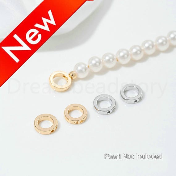 Large Size Circle Beads End Cap Connector, DIY End Cap Clasps, 14K Real Gold/ White Gold Plated Brass Jewelry End Cap Finding (9mm)