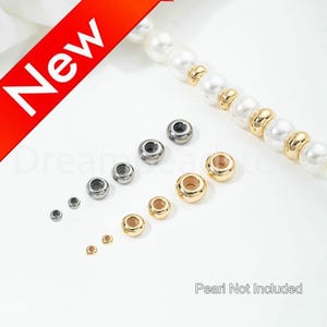 Sliding Adjustable Stopper Beads, Rubber Stopper Beads for Jewelry Making, 14K Real Gold Plated Over Steel Spacer Beads (4/6/8mm)