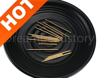20-200 piezas de dijes de barra redonda de latón/ Barra larga/ Conectores de barra de tubo cilíndrico de metal de 2 mm de ancho para joyería (30 40 50 mm 1 o 2 agujeros)