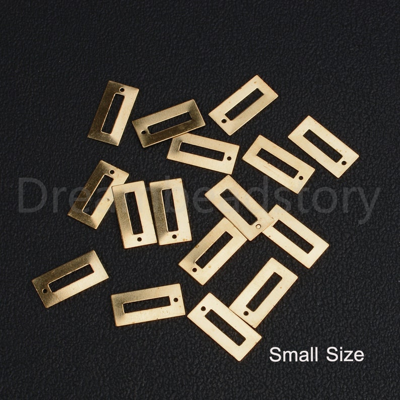 20-500 Pcs Raw Brass Hollow Rectangle Charms Pendant Finding Link Connector for Jewelry Making 1 Hole image 6