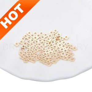 50-1000 pezzi minuscole piccole perline distanziatrici, mini perline a disco quadrato placcate in oro vero 14K (2 mm/ 3 mm)