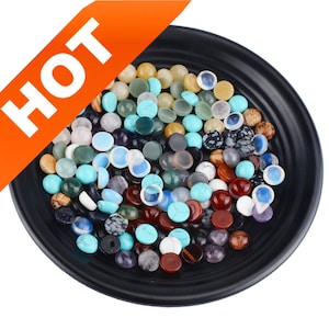 20 Pcs 4-25mm Natural Gemstone Cabochon for Jewelry Making Round 4mm 6mm 8mm 10mm 12mm 14mm 16mm 18mm 20mm Flatback Cabs Wholesale (No Hole)