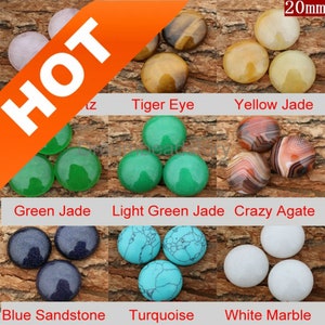 1-50 Pieces 20mm Natural Gemstone Round Flat Back Dome Cabochon Lots Wholesale Stone Cabs for Earring Making