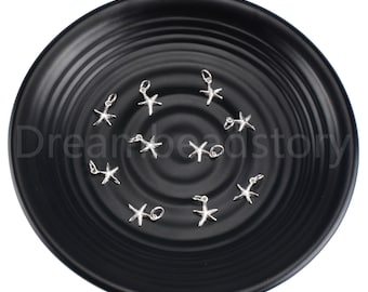 1-20 st sjöstjärnhänge i 925 sterlingsilver / stjärnfiskberlocker / släta, glänsande silverstrandberlocker (13*10 mm)
