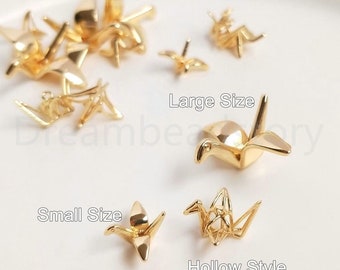 2-200 stuks origami kraanbedels, 14K echt vergulde kleine bedels, schattige dierenbedel voor het maken van sieraden