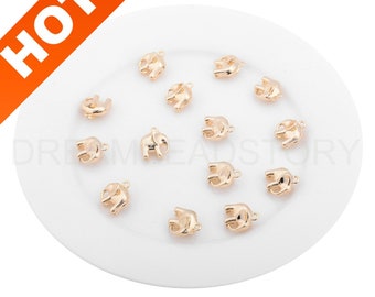 2-100 Pcs Elephant Charms Pendant Bulk Wholesale 14K Gold Plated Double Sided Small Cute Animal Shape Finding
