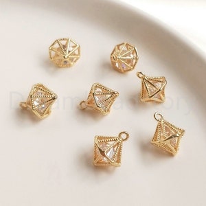 4-200 st. Guldberlocker för örhängestillverkning, leverans av 14K guldpläterade söta konformade strasshängen, hitta grossist