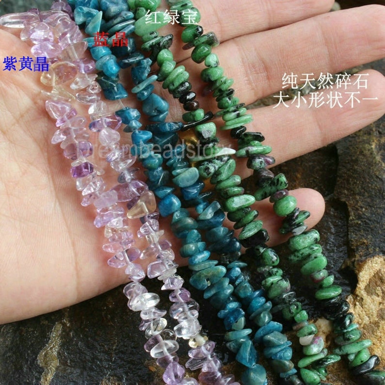 Natural Chips and Stones Small Ametrine/ Kyanite/ Ruby Zoisite Chip Beads Strands 4-7mm image 6