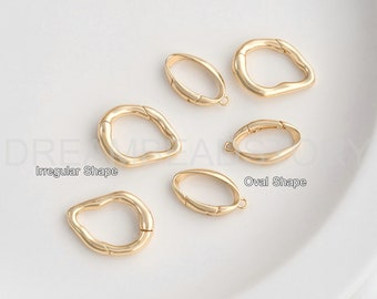 Strong Clasp for Necklace Bracelet Jewelry Making, 14K Real Gold Plated Over Brass Oval/ Irregular Shape Closure Finding