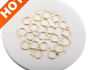 4-50 pezzi cerchi d'oro per orecchini che fanno 14K / 18K oro placcato ipoallergenico cerchio earwire trovare componenti forniture all'ingrosso (14mm / 16mm)