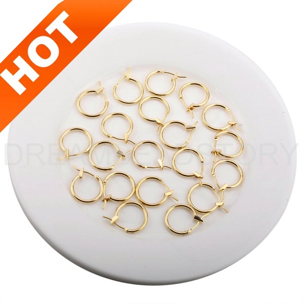 4-50 Pcs Gold Hoops for Earring Making 14K/ 18K Gold Plated Hypoallergenic Hoop Earwire Finding Component Bulk Supplies (14mm/ 16mm)