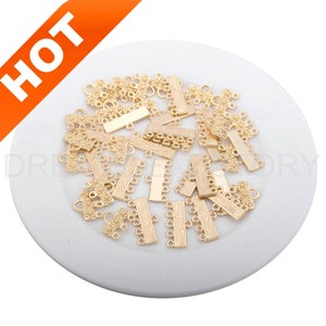 4-200 Pcs Chandelier Earring Connector Charms 14K Gold Plated Multi Strand Bails Detangler Link Clasp with Multi Loops (3/4/6 Loops)