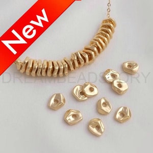 10-500 Pcs Gold Jewelry Beads Lots Supply 14K Real Gold Plated Freedom Chip Spacer Beads for Bracelet Making (Small Size)
