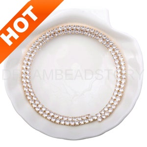 50-500cm Clear Rhinestone Cup Chain in 14K Gold Base Trim Metal Cup Close Chain DIY Sparkling Accessories