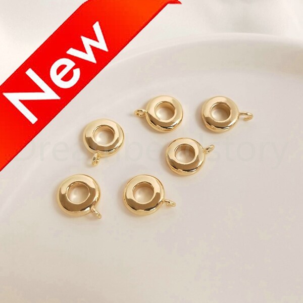 4-100 Pcs Gold Bail Beads/ Large Hole Bail Holder Spacer with Loop/ 14K Gold Plated Cord Bails/ Slider Rondelle Bails for Jewelry Making