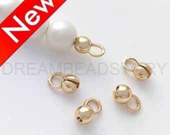 10-500 Pcs Crimp Ends for Jewelry Making Supply 14K Real Gold Plated Brass Cord Ends/ Clam Shell Bead Cap/ Ball Chain Crimp Finding