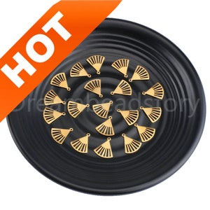 10-1000 Pcs Brass Fan Charms/ Geometric Hollow Metal Stamping Hand Stamped Pendant Finding (15*17mm)