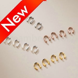 10-100 Pcs U Shape Wire Protectors Wire Guard Guardian Gold/Rose Gold/White Gold Plated 925 Sterling Silver End Cap Clasps Connector