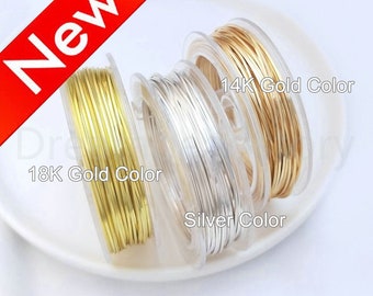 1-10 bobine di filo quadrato calibro 21, filo semiduro placcato oro 14K/oro 18K/argento per avvolgere la creazione di gioielli (10 metri per bobina)
