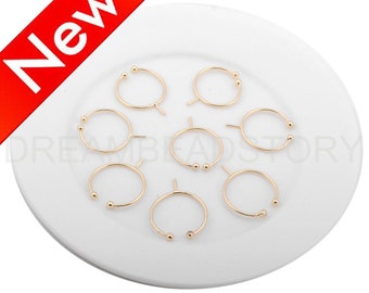 2-50 piezas de ajuste de anillo en blanco 14K chapado en oro pegamento en almohadilla o pin liso anillo ajustable bisel base de búsqueda de suministros (anillo abierto)