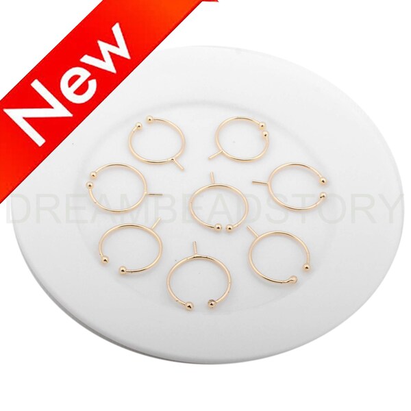 2-50 Pcs Ring Setting Blank 14K Gold Plated Glue on Pad or Pin Plain Adjustable Ring Bezel Base Finding Supplies (Open Ring)