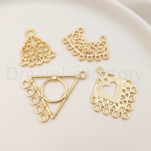 2-200 Pcs Dangle Charms for Earring Making Supply 14K Gold Plated Multi Loop Tassel Chandelier Connector Finding(5/7 Loops)