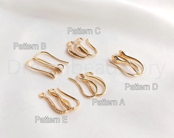 4-100 Pcs Earring Hooks Finding Lots Wholesale Supplies 14K Gold Plated Blank French Ear Wire Base Setting Component for Earring Making