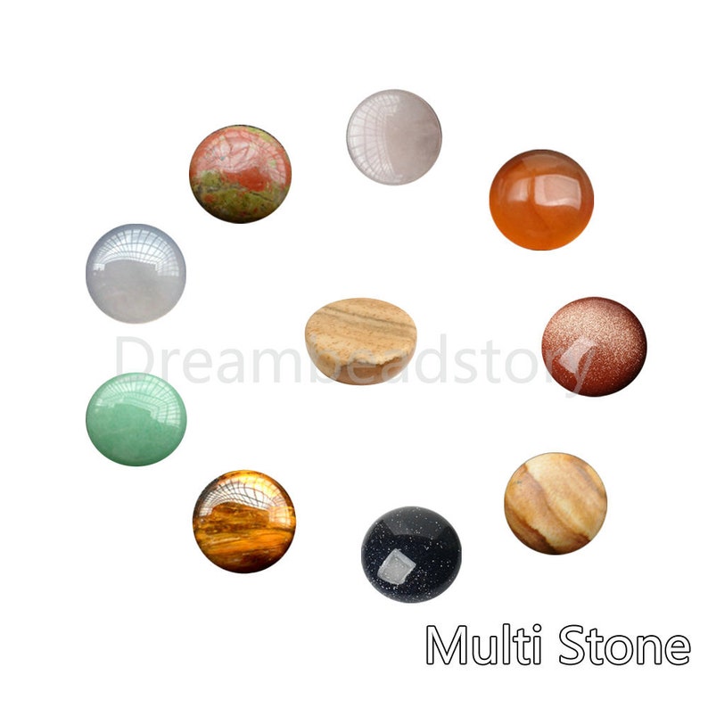 4-100 Pcs Jewelry Cabochons Lots Wholesale Natural Gemstone Round No Hole Flat Back Half Cabochons for Jewelry Making 16mm image 2
