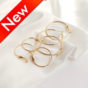 Lotes de suministros para encontrar aros de oro: componente de joyería hipoalergénico de latón bañado en oro de 14 quilates: 25 mm y 35 mm