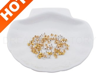 10-100 Pcs Gold Crimp End Beads 14K/18K/Silver/White Gold Plated/ Stopper Rondelle Beads/ Crimp End Caps 1.4mm Hole Finding (3.5mm)