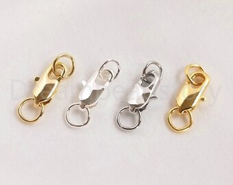 4-200 Pcs Lobster Clasp Charms 14K/ 18K/ White Gold Plated Jewelry Closure Finding with 2 Jump Rings