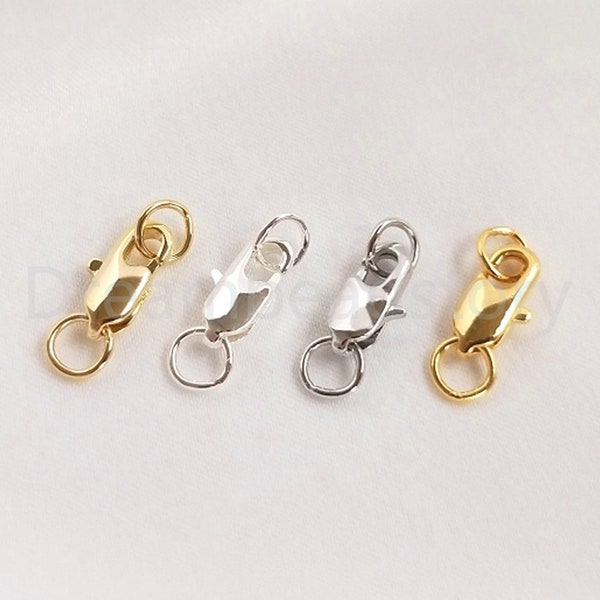 4-200 Pcs Lobster Clasp Charms 14K/ 18K/ White Gold Plated Jewelry Closure Finding with 2 Jump Rings