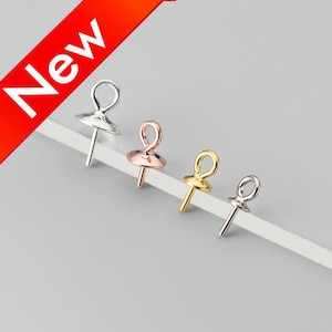 Glue in Bail Clasp with Peg - Perfect for Pearls and Half Drilled Beads - White Gold/ Rose Gold/ Gold Plated 925 Sterling Silver Bail Clasp