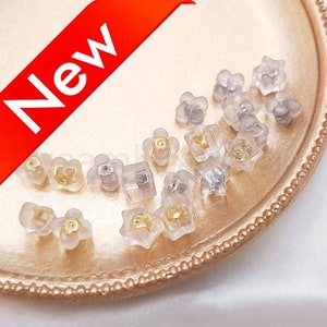 10-1000 Pcs Silicone Earring Back Stopper 18K Gold/White Gold Plated Flower/Star Shape Hypoallergenic Earrings Nut Lots Wholesale