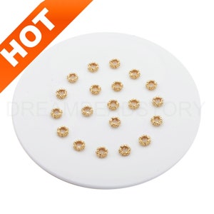 4-200 Pcs Large Hole Tube Beads for Jewelry Making Supplies 14K Real Gold Plated Brass and CZ Flower Connector Spacer Beads (6/8/10mm)