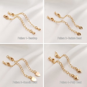 2-50 Pcs Extender Chain with Lobster Clasp 14K Gold Plated Tail Extension Chain with Heart/ Teardrop/ Star Add on Necklace Bracelet