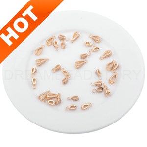 2-100 Pcs Rhinestone Pendant Bail Charms 14K Gold Plated Open Loop Pendant Clasp Connector Holder