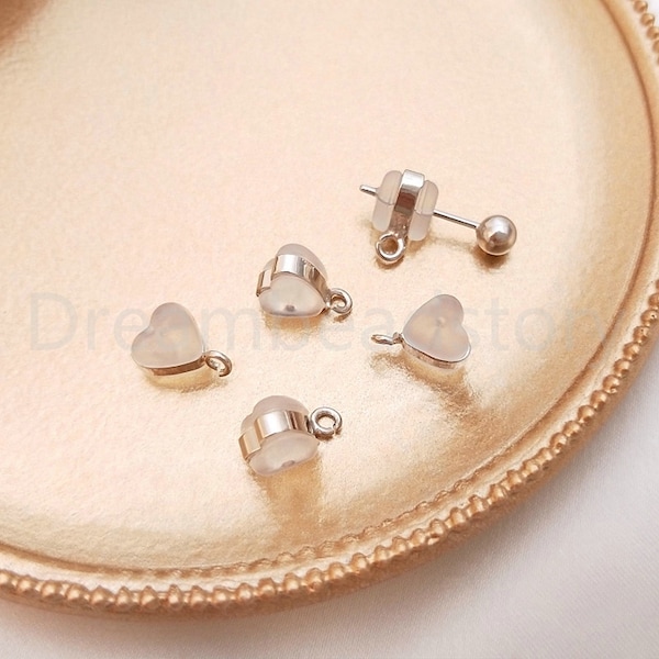 4-500 Pcs Silicon Heart Earring Backs 14K/ White Gold Plated Transparent Rubber Safety Earring Stopper Nuts (No/ 1 Loop)