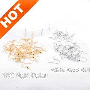 20-500Pc Blank Earring Hook Finding Lots Wholesale Supply 14K/18K Gold/White Gold/Silver Plated French Ear Wire Component for Earring Making